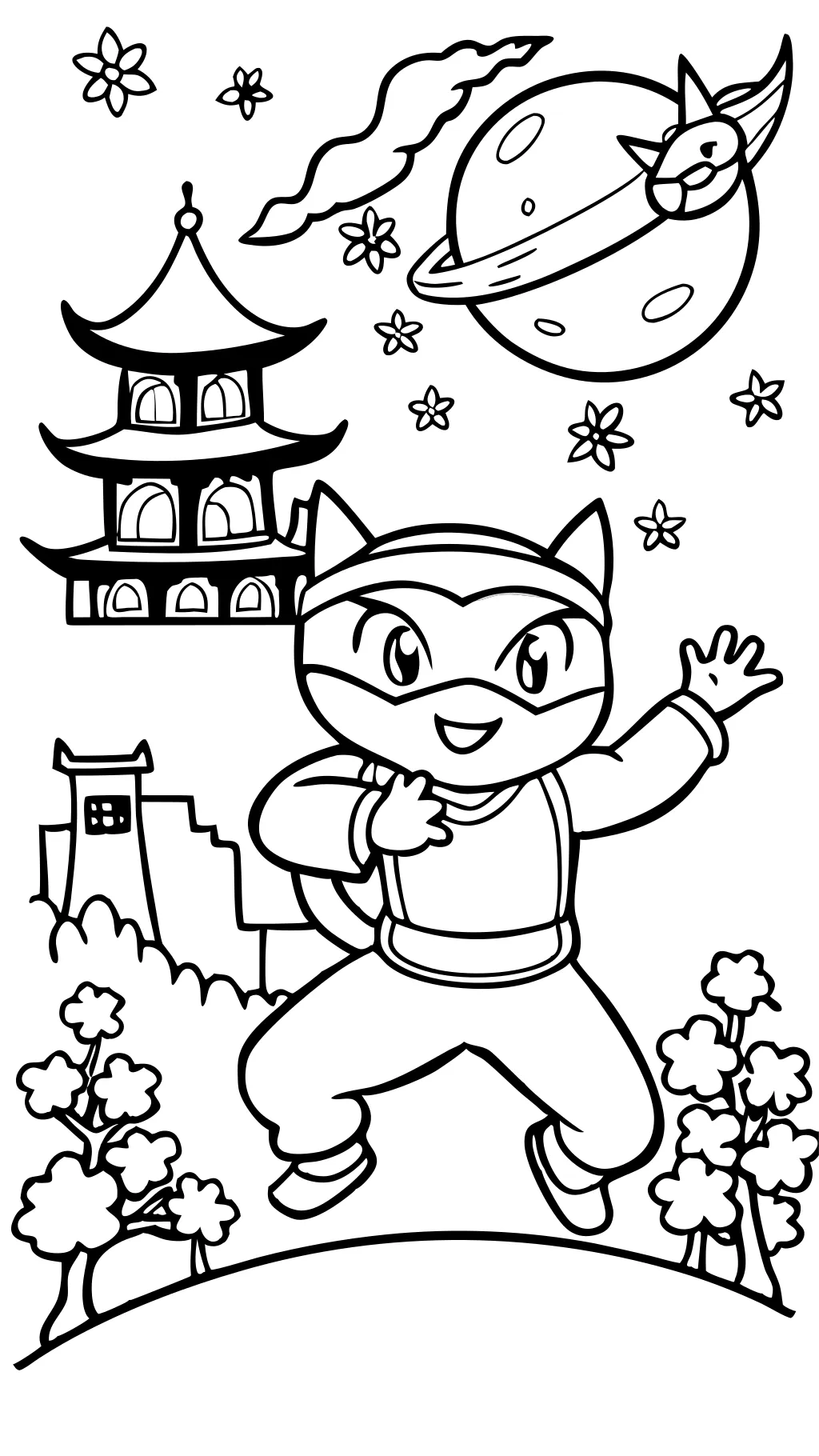 Página para colorear de Cat Ninja